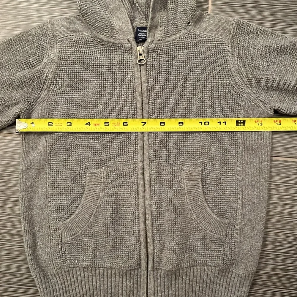 Baby Gap Toddler Gray Hooded Zippered Sweater Sz 3 Years‎ Knit Pockets 3T FLAW